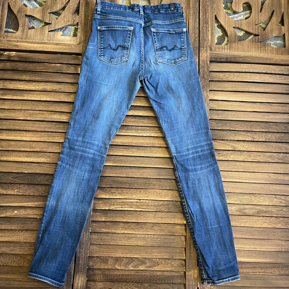 7 For All Mankind Dark Wash High-Waist Skinny Jeans - Genevieve 27 - Picture 4 of 6